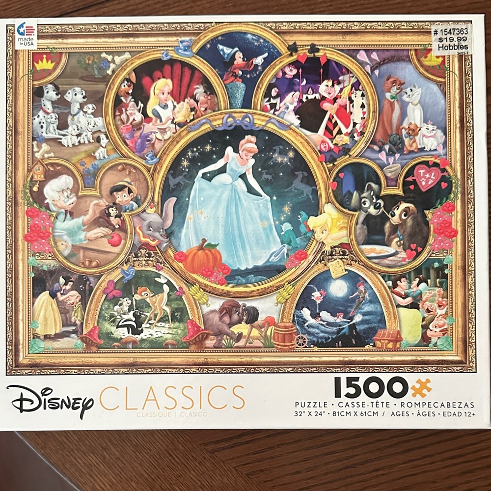 Disney Classics Puzzle w/ Vibrant Characters, 1500 pc, pet/smoke free home.